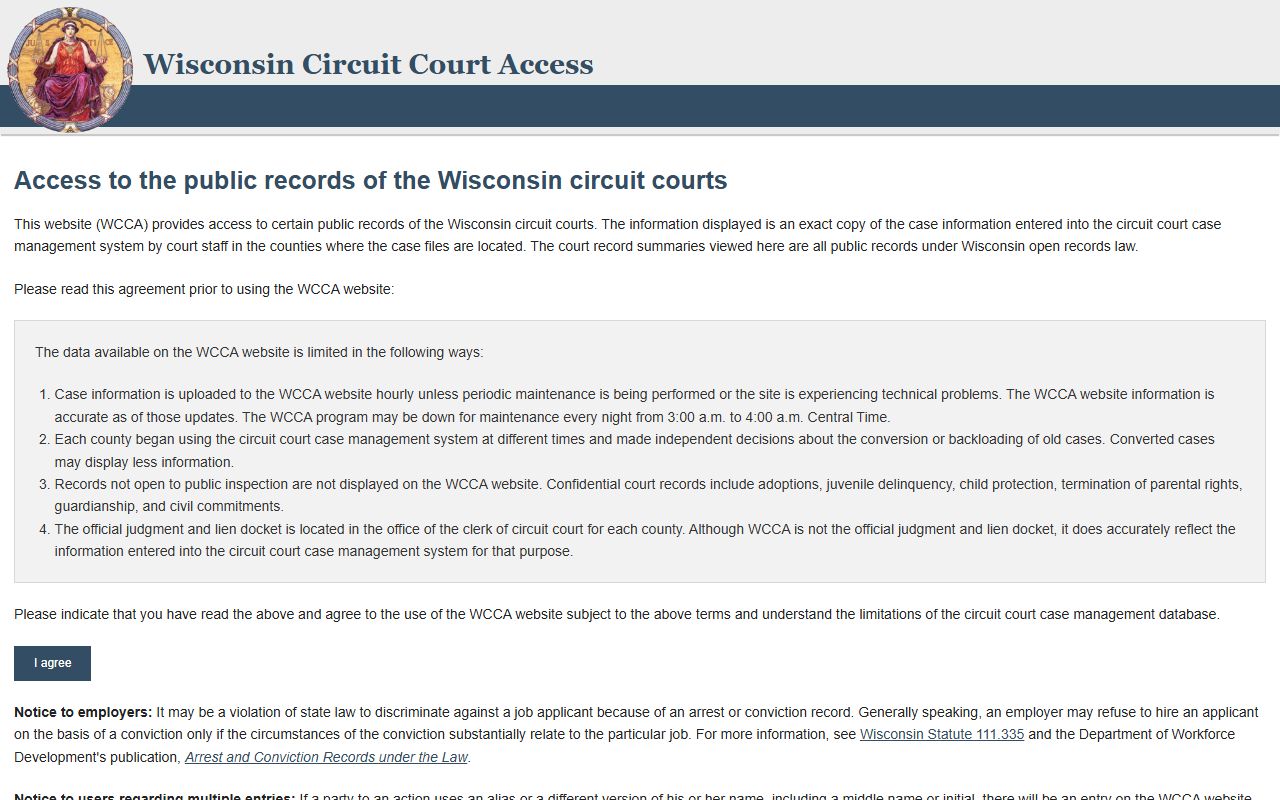 Washington County court records after arrest search on Wisconsin Circuit Court Access